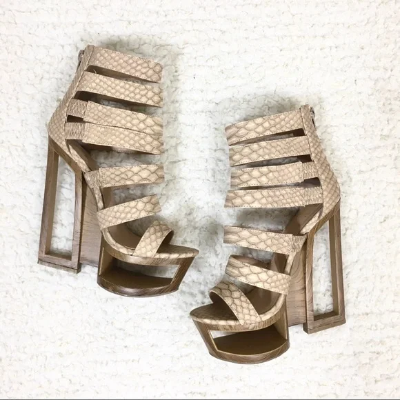 Beau + Ashe Ceyda Snakeskin Wooden Abstract Shoes - Picture 3 of 8